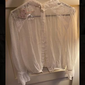 Free People White Lace Shirt/Blouse